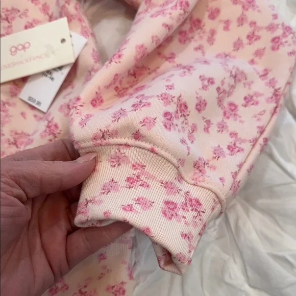NWT GAP x Love Shack Fancy Pink Floral Hoodie and Joggers Sz XXL - Picture 6 of 13